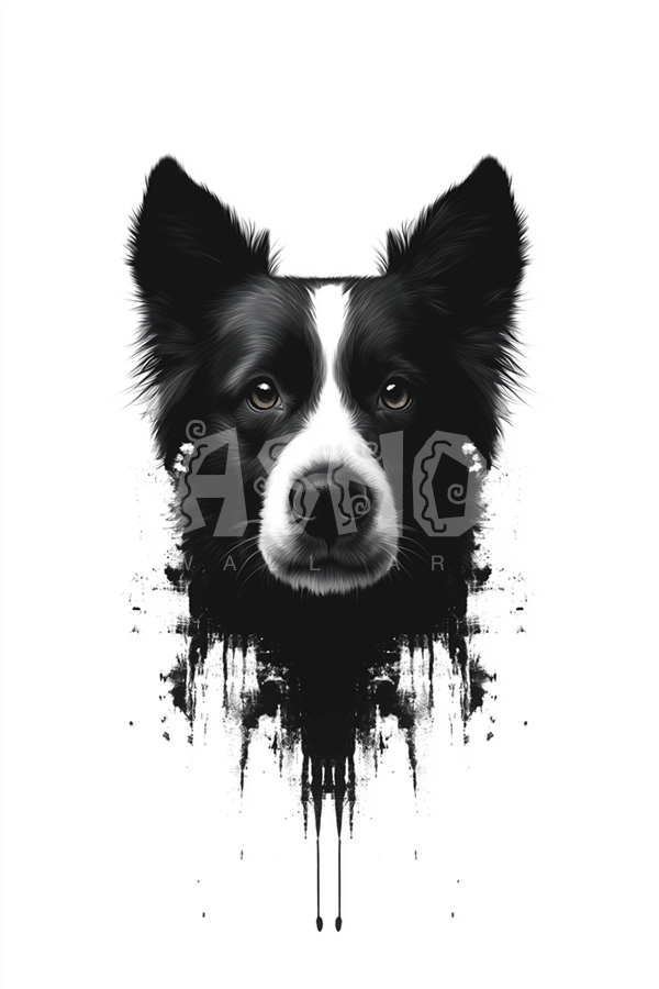 Abstract Monochrome Dog Silhouette