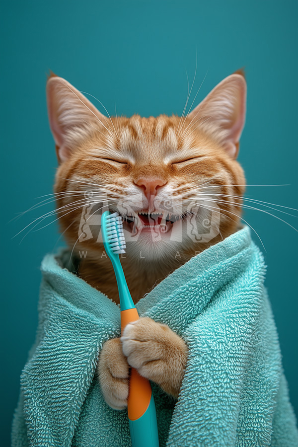 Cozy Cat Toothbrush Routine