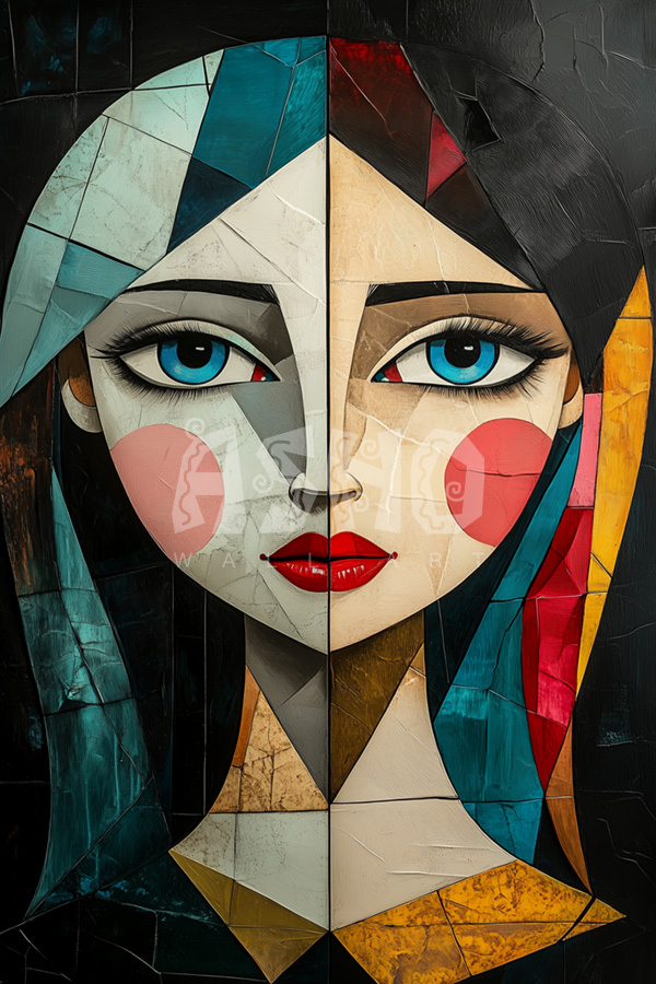 Cubist Dual Faces Portrait