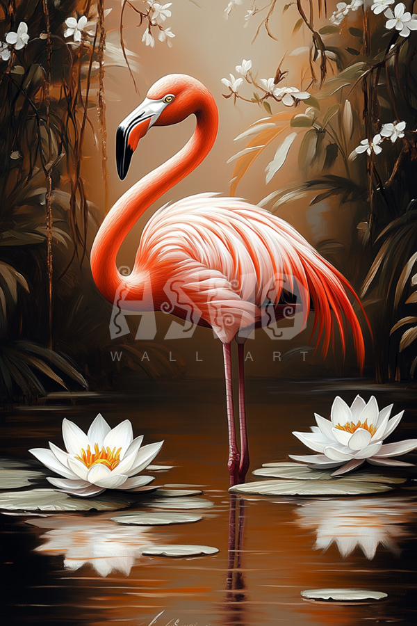 Flamingo Among Lilies