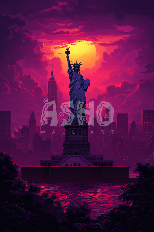 Liberty’s Radiance at Sunset