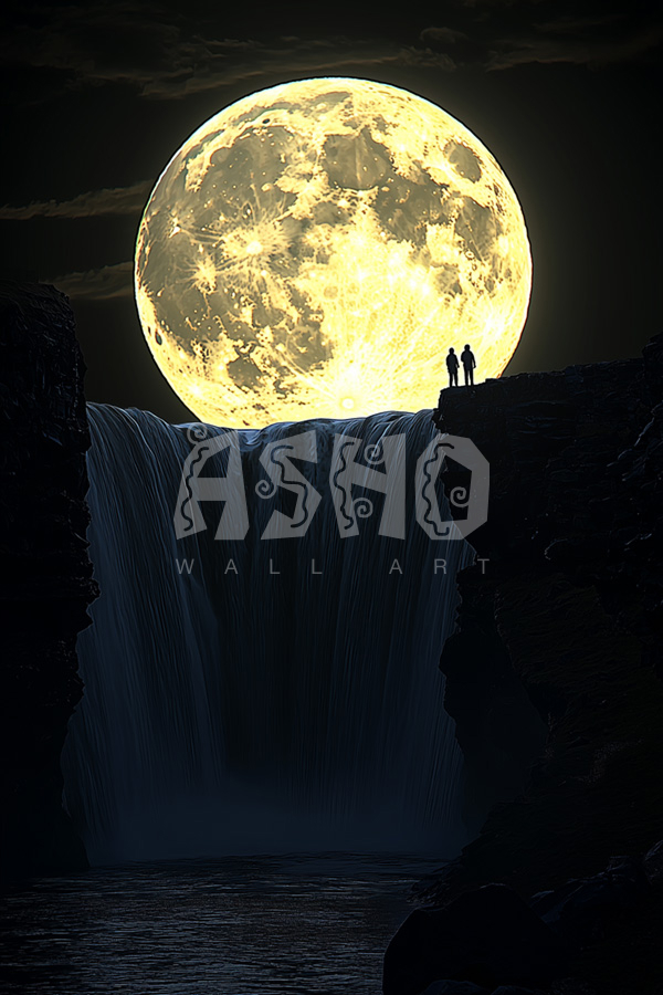 Moonlit Waterfall Embrace