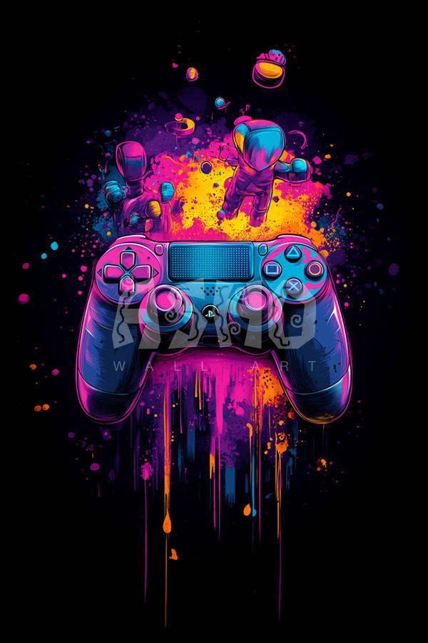 Neon Gamer Controller Splash