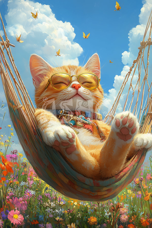 Sunny Hammock Cat Relaxation