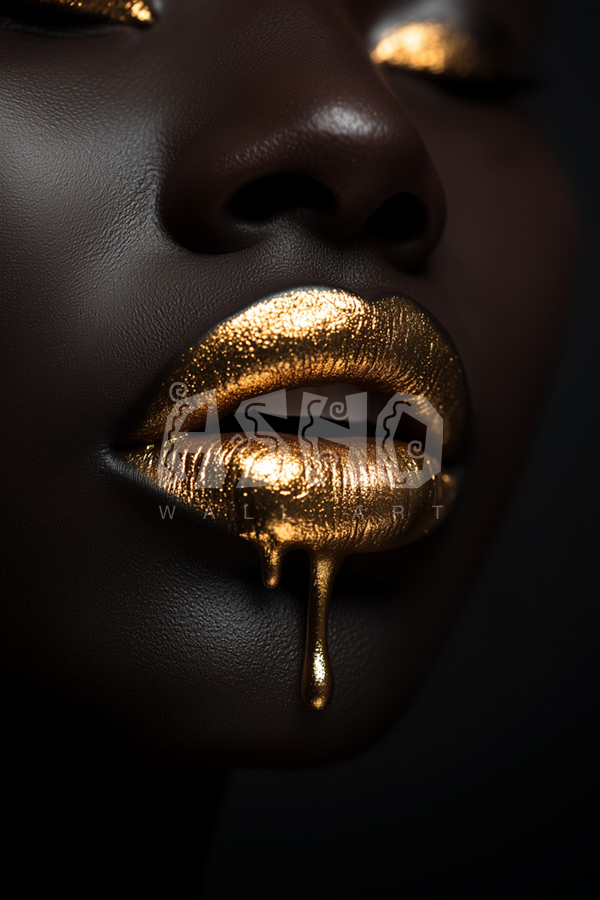 Golden Drip Lips Portrait