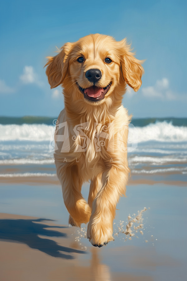 Golden Pup on the Shore